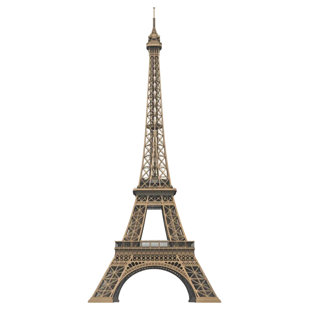 Cut-paper style illustrated portrait of the Eiffel Tower